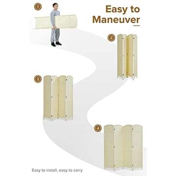 Corelax Room dividers 6 ft. Tall-20 Wide Freestanding Privacy Screen with Diamond Woven Fiber, Folda...