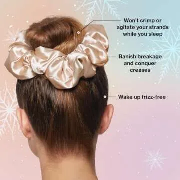 Kitsch Satin Scrunchies for Women - No Crease Hair Ties for Girls | Scrunchies For All Hair Types and Textures, Perfect for Day or Night - 1 Pc, Champagne