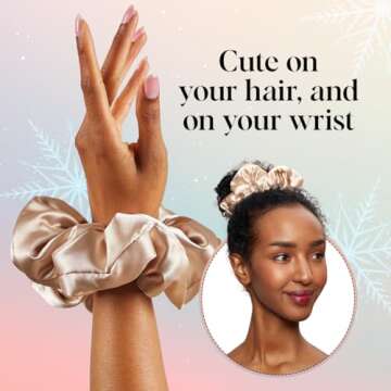 Kitsch Satin Scrunchies for Women - No Crease Hair Ties for Girls | Scrunchies For All Hair Types and Textures, Perfect for Day or Night - 1 Pc, Champagne