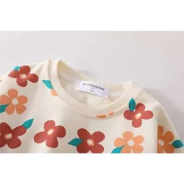 Mud Kingdom Boutique Floral Sweatshirt for Little Girls Ribbed Crewneck Pink 6 Years