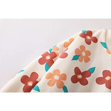 Mud Kingdom Boutique Floral Sweatshirt for Little Girls Ribbed Crewneck Pink 6 Years