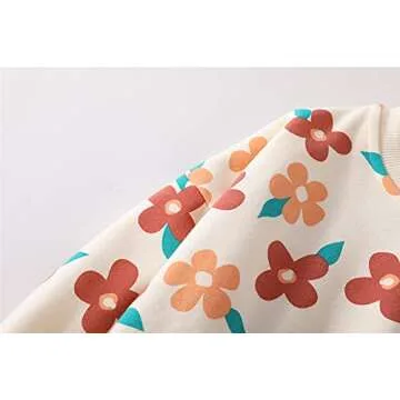 Mud Kingdom Boutique Floral Sweatshirt for Little Girls Ribbed Crewneck Pink 6 Years