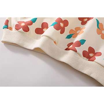 Mud Kingdom Boutique Floral Sweatshirt for Little Girls Ribbed Crewneck Pink 6 Years