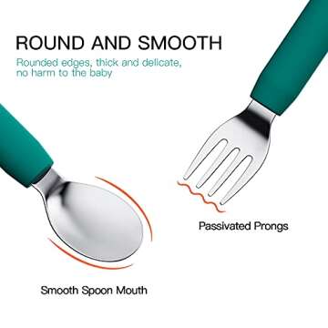SFCCMM Baby Forks and Spoons Set Baby Training Utensils Self Feeding Toddler Silverware Silicone and...