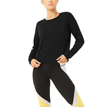 Bestisun Long Sleeve Yoga Shirts Open Back Workout Tops Backless Exercise Clothes for Women Loose Fi...