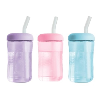 The First Years Squeeze & Sip Toddler Straw Cups - Squeezable Transition Sippy Cup with Silicone Str...