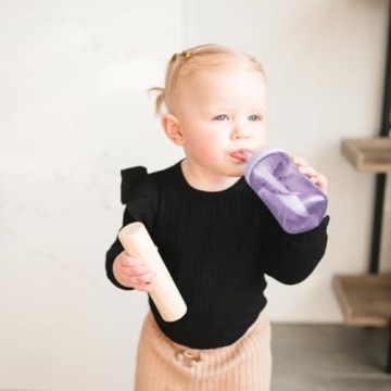 The First Years Squeeze & Sip Toddler Straw Cups - Squeezable Transition Sippy Cup with Silicone Straw - Toddler Feeding Supplies - Pink/Purple/Blue - 7 Oz - 3 Count - Ages 6 Months and Up