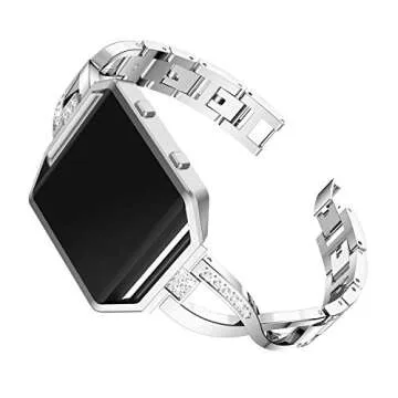 Compatible Fitbit Blaze Watch Band with Frame - Elegant Stainless Steel Bling