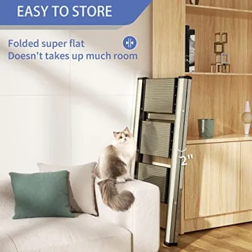 3 Step Lightweight Folding Ladder with Anti-Slip Pedal | Stylish Gold Design