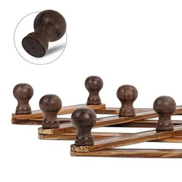 TRSPCWR 2 Pack Accordion Wall Hanger, Expandable Coat Rack Wall Mounted, Wider Hat Rack for Wall, Solid Wooden Hat Hanger for Hanging Coat, Keys, Hats, Caps, Mugs, 10 Peg, Brown