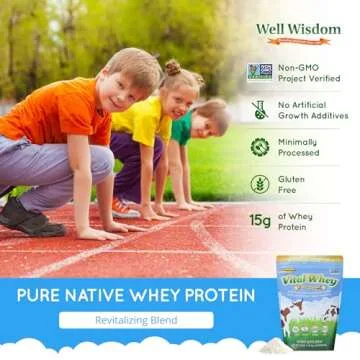 Grass-Fed Whey Protein Powder for Immune Vitality, Natural Flavor 2.5lbs (56 Servings), 15g Protein Per Serve, Vital Whey, Clean Holistic, Wellness Nutrition