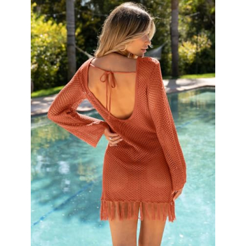 Stylish ANRABESS Women Swim Cover Up - Crochet Beach Dress