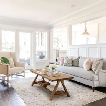 HOKYHOKY Solid Wood Coffee Table - 42.5” Firwood Farmhouse Rustic Wooden Coffee Tables for Living Room, Solid Firwood Rectangle Coffee Table, Center Table for Living Room, Brown