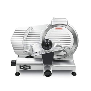 KWS MS-10NS 320W Motor Electric Meat Slicer 10-Inch with 304 Stainless Steel Blade, Frozen Meat/Chee...
