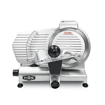 KWS MS-10NS 320W Motor Electric Meat Slicer 10-Inch with 304 Stainless Steel Blade, Frozen Meat/Chee...