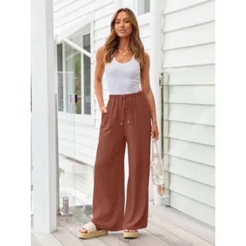 LILLUSORY Women's Linen Wide Leg Pants for Summer Style