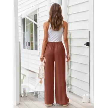 LILLUSORY Women's Linen Wide Leg Pants for Summer Style