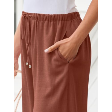 LILLUSORY Women's Linen Wide Leg Pants for Summer Style