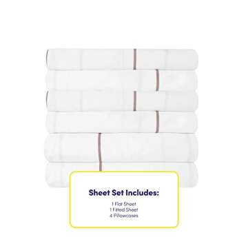 Queen Sheets Window Pane White - 6 Piece 1500 Supreme Collection Fine Brushed Microfiber Deep Pocket Queen Sheet Set Bedding - 2 Extra Pillow Cases, Great Value, Queen, Window Pane White