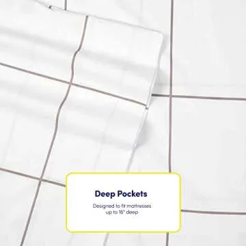 Queen Sheets Window Pane White - 6 Piece 1500 Supreme Collection Fine Brushed Microfiber Deep Pocket Queen Sheet Set Bedding - 2 Extra Pillow Cases, Great Value, Queen, Window Pane White