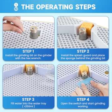 Mxmoonant Upgraded Stained Glass Grinder with 3/4’’ & 1’’ Diamond Grinder Bits & Sponges, 42...