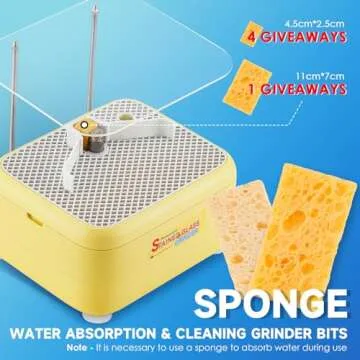 Mxmoonant Upgraded Stained Glass Grinder with 3/4’’ & 1’’ Diamond Grinder Bits & Sponges, 4200r Mini DIY Grinding Tool Kit for Shaping Ceramic Glass