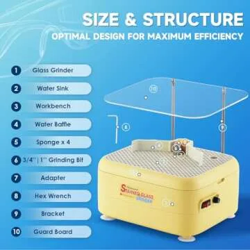 Mxmoonant Upgraded Stained Glass Grinder with 3/4’’ & 1’’ Diamond Grinder Bits & Sponges, 4200r Mini DIY Grinding Tool Kit for Shaping Ceramic Glass