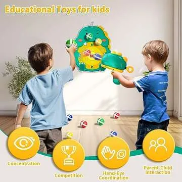 Doloowee Outdoor Toys for 3 4 5 6 Year Old Kids, Dinosaur Dart Board with Sticky Balls for Kids Ages...