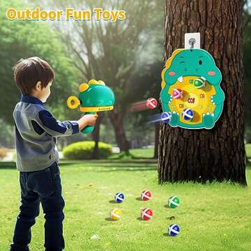 Doloowee Outdoor Toys for 3 4 5 6 Year Old Kids, Dinosaur Dart Board with Sticky Balls for Kids Ages 3-5 6-8, Indoor Outdoor Games Christmas Birthday Gifts for 3 4 5 6-8+ Year Old (Green)