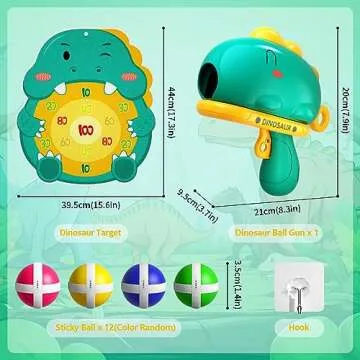 Doloowee Outdoor Toys for 3 4 5 6 Year Old Kids, Dinosaur Dart Board with Sticky Balls for Kids Ages 3-5 6-8, Indoor Outdoor Games Christmas Birthday Gifts for 3 4 5 6-8+ Year Old (Green)