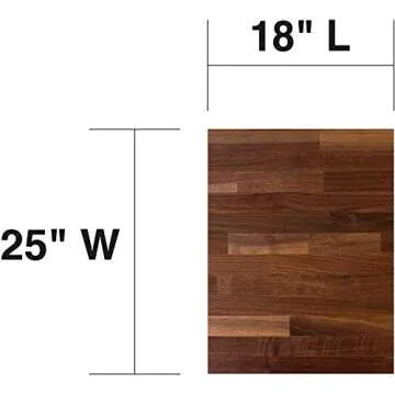 John Boos WALKCT-BL1825-O Blended Walnut Solid Wood Finish Natural Edge Grain Kitchen Cutting Board Island Top Butcher Block, 18 x 25 x 1.5 inches