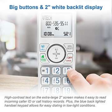 VTech Accessory Handset with Bluetooth Connect to Cell and Smart Call Blocker, VS112-07 (Silver & White)