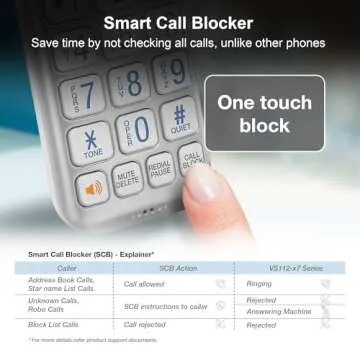 VTech Accessory Handset with Bluetooth Connect to Cell and Smart Call Blocker, VS112-07 (Silver & White)