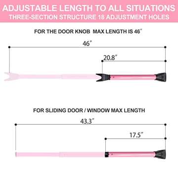 AceMining Upgraded Door Security Bar & Sliding Patio Bar, Heavy Duty Stoppers Adjustable Jammer for Home, Apartment, Travel (1 Pack,Pink)