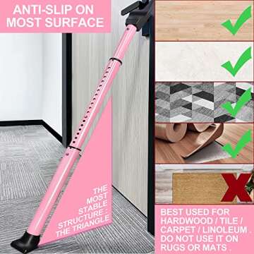 AceMining Upgraded Door Security Bar & Sliding Patio Bar, Heavy Duty Stoppers Adjustable Jammer for Home, Apartment, Travel (1 Pack,Pink)