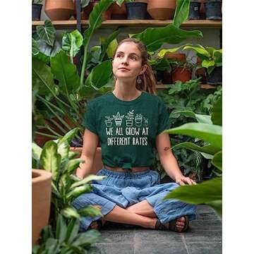 Teacher Shirts for Women We Grow at Different Rates Shirt Special Education Teacher T-Shirt Mental Health Tee Tops Green