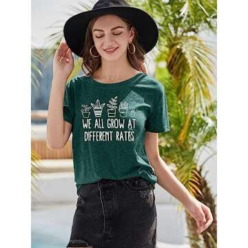 Teacher Shirts for Women We Grow at Different Rates Shirt Special Education Teacher T-Shirt Mental Health Tee Tops Green