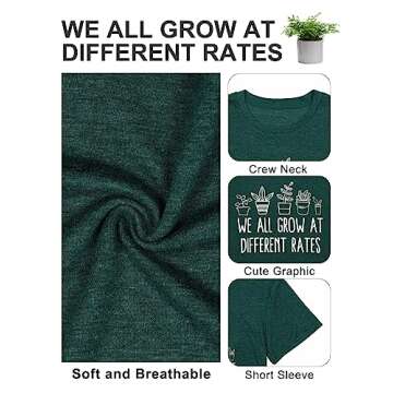 Teacher Shirts for Women We Grow at Different Rates Shirt Special Education Teacher T-Shirt Mental Health Tee Tops Green