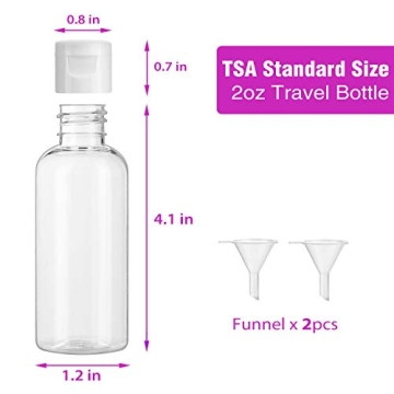 Dabacc 30 Pcs 2 oz Clear Plastic Empty Bottles for Travel