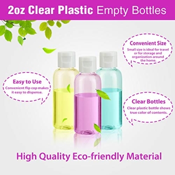 Dabacc 30 Pcs 2 oz Clear Plastic Empty Bottles for Travel