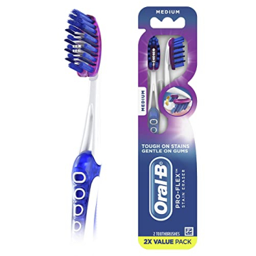 Oral-B Pro-Flex Stain Eraser Manual Toothbrush Twin Pack for Ultimate Teeth Cleaning