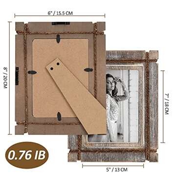 AKRILANE 5x7 Picture Frame Wood Rustic, Decorative, Distressed & Vintage Looking Photo Frames Wall D...