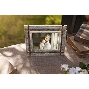 AKRILANE 5x7 Picture Frame Wood Rustic, Decorative, Distressed & Vintage Looking Photo Frames Wall Decor for Wall Mount & Table Top Display for Home Decor – 5 x 7 Wedding Picture Frames – Style A