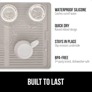 GORILLA GRIP 100% BPA-Free Silicone Dish Drying Mat - Quick Dry & Stylish