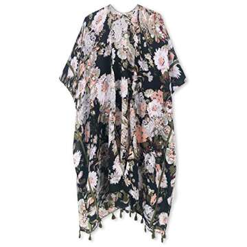 Spicy Sandia Kimonos for Women Floral Beach Cover Up Swimsuit Loose Bathing Suit Coverup Cardigan fo...