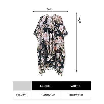 Spicy Sandia Kimonos for Women Floral Beach Cover Up Swimsuit Loose Bathing Suit Coverup Cardigan for 2023 Summer Swimwear