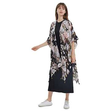 Spicy Sandia Kimonos for Women Floral Beach Cover Up Swimsuit Loose Bathing Suit Coverup Cardigan for 2023 Summer Swimwear