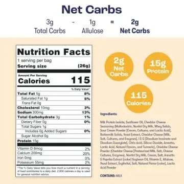 Schoolyard Snacks - Keto Chips, Low Carb, Low Sugar - Healthy Protein Snacks, Gluten Free - 15g Protein, Low Calories - Satisfy Cravings - High Protein Puff Snacks - Cheddar Cheese Flavor - 12 Bags