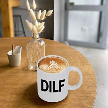 Maustic DILF Coffee Mug Sexy Gift for Husband Valentines Birthday Gift from Wife Funny Coffee Mug for Men Novelty Gift Ideas for Fathers Day Christmas Anniversary 11 Oz White