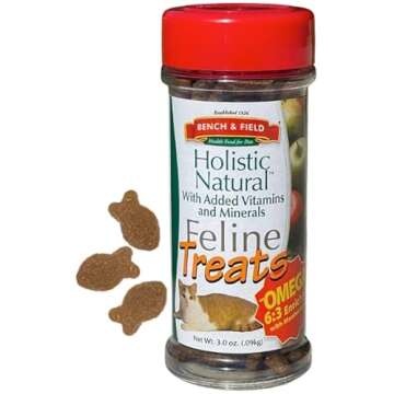 Bench & Field Holistic Natural Healthy Kitty Cat Treats | Crunchy Fish-Shaped Bites | Delicious Seaf...